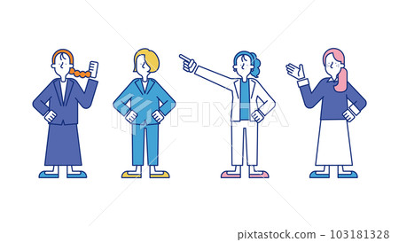 Illustration set A of diverse female business people 103181328