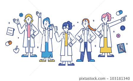 Illustration of a woman taking a job as a pharmacist 103181340