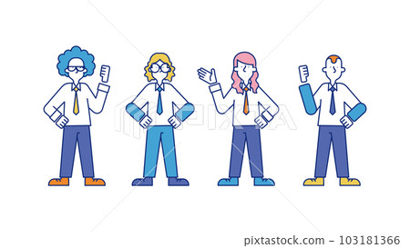 Illustration set C of diverse male business people (office workers) Illustration set C of diverse male business people (office workers) 103181366