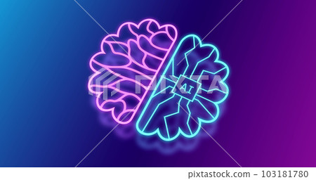 Image of digital brain with ai text on blue background Image of digital brain with ai text on blue background 103181780