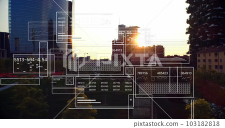 Composition of data processing over cityscape Composition of data processing over cityscape 103182818