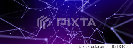 Technology digital abstract background. 3d Network particles and plexus wave. Ai, big data, science concept. Technology digital abstract background. 3d Network particles and plexus wave. Ai, big data, science concept. 103183003