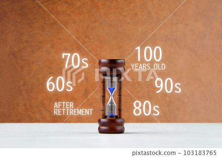 Image of 100-year life – hourglass and age Image of 100-year life – hourglass and age 103183765