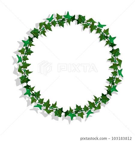 Ivy liana grass with green leaves. Cartoon thin wreath border for greeting card decorating, invitation cards. Colored vector isolated on white background Ivy liana grass with green leaves. Cartoon thin wreath border for greeting card decorating, invitation cards. Colored vector isolated on white background 103183812