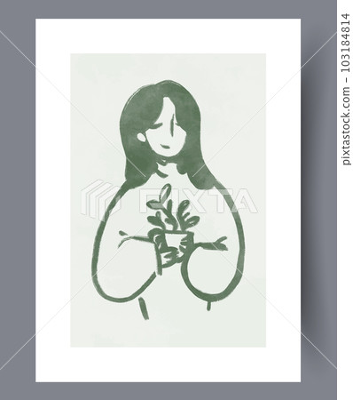 Portrait girl ecology homeplant wall art print 103184814