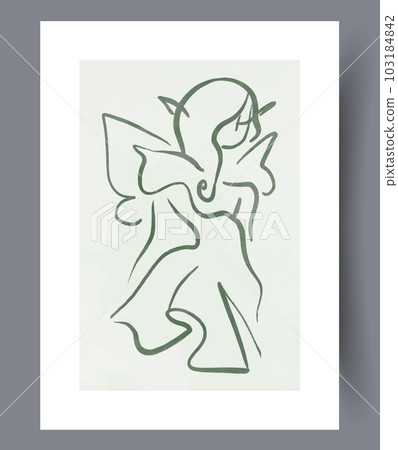 Abstract lines elegant contour wall art print 103184842