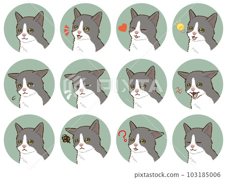 貓面部表情圖標集（雙色） 103185006