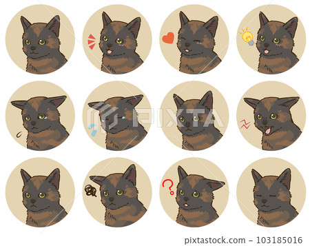 Cat's facial expression icon set (rust) 103185016