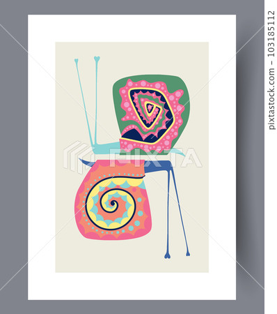 Animal snails minimalistic tracery wall art print 103185112