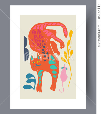 Animal cat surreal mouse wall art print 103185118