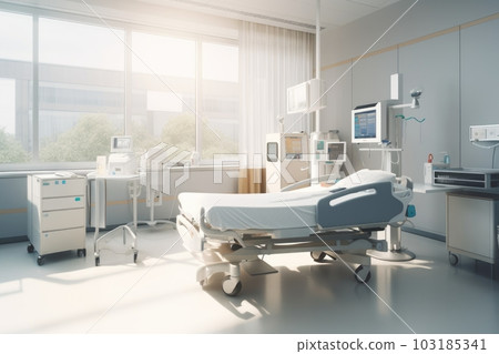 a hospital room, with advanced monitoring and diagnostic equipment, providing high-tech care, created with generative ai 103185341