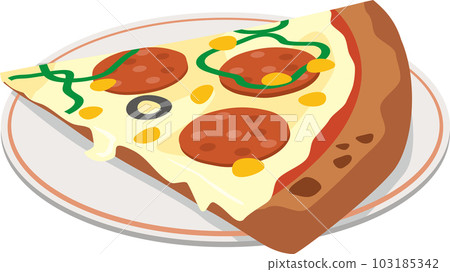 盤子上切好的比薩餅的圖像插圖 103185342