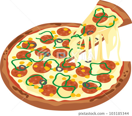 Illustration of a melting freshly made pizza Illustration of a melting freshly made pizza 103185344