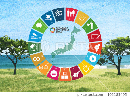 SDGS Icon And Nature Watercolor - Stock Illustration [103185495] - PIXTA