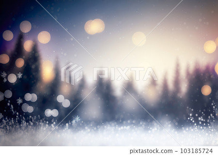 Snowy on floor background, beautiful blue blurred background ,generative ai	 103185724