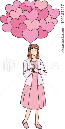 有心形氣球的人_顏色_女人_全身 有心形氣球的人_顏色_女人_全身 103185957