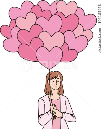 有心形氣球的人_顏色_女人_上半身 103185958