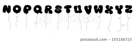 Balloon alphabet silhouette in cartoon style. Colored balloon letters and numbers 103186725