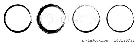 Black grunge circle brush. Ink frame set vector illustration 103186752