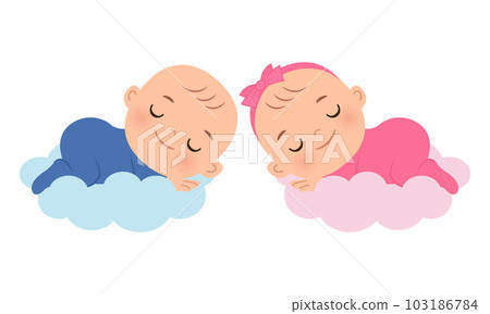 Cute baby boy and girl sleeping 103186784