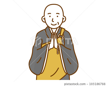 Illustration of a male monk singing in chorus facing the front Illustration of a male monk singing in chorus facing the front 103186788