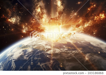 Earth destroyed by nuclear war "AI generated image" Earth destroyed by nuclear war "AI generated image" 103186868