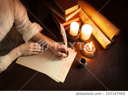 Vintage paper for writing on wooden background Vintage paper for writing on wooden background 103187469