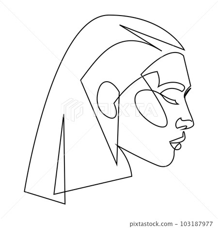 One line girl or woman portrait design. Hand drawn minimalism style vector illustration. 103187977
