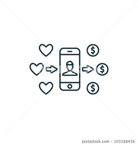 Monetization icon. Monochrome simple sign from blogging collection. Monetization icon for logo, templates, web design and infographics. Monetization icon. Monochrome simple sign from blogging collection. Monetization icon for logo, templates, web design and infographics. 103188416