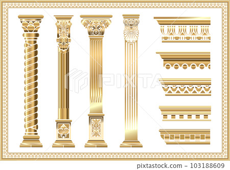 Set of silhouettes classic vintage golden capitals 103188609