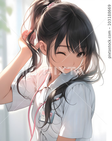 穿白大褂的女護士天使動漫插圖（AI 生成的圖像） 103188669