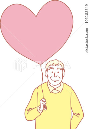 心形氣球人_粉黃色_老年男性_上半身 心形氣球人_粉黃色_老年男性_上半身 103188849