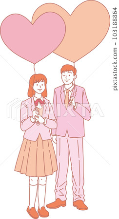 心形氣球人_粉黃色_學生男女_全身 103188864