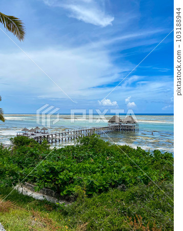 View of water villas in Kiwengwa, Zanzibar. High quality photo 103188944