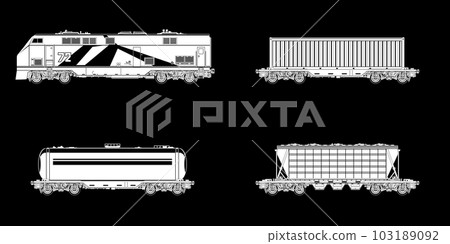 Locomotive silhouette with wagons Locomotive silhouette with wagons 103189092