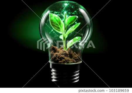 Sprouts in a light bulb, eco image Sprouts in a light bulb, eco image 103189659