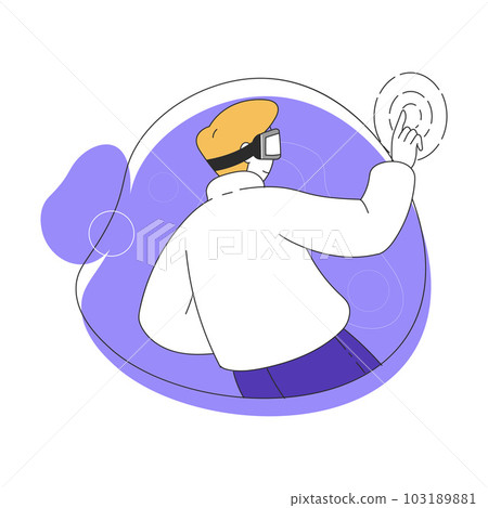 Young Man Wearing Augmented Reality Glasses Touching Vector Illustration Young Man Wearing Augmented Reality Glasses Touching Vector Illustration 103189881