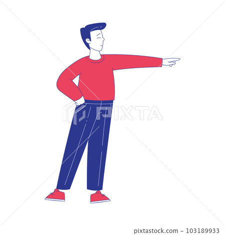 Man Character Standing Pointing Forward at Future Goal Vector Illustration 103189933