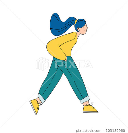 Woman Walking Looking Far at Something Interesting Vector Illustration 103189960