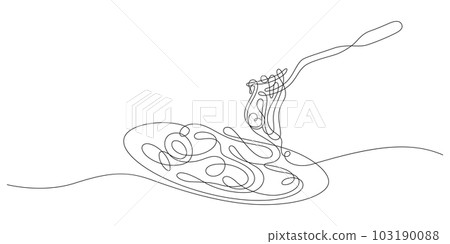 spaghetti dish menu in one line drawing continuity linear style spaghetti dish menu in one line drawing continuity linear style 103190088