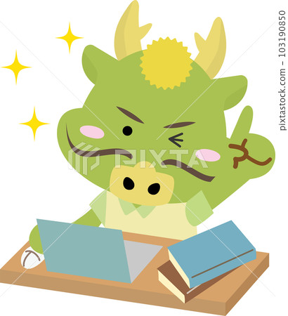 一條龍在電腦上工作時指著一個點 103190850