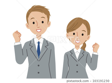 Business person (male and female) doing a guts pose Business person (male and female) doing a guts pose 103191230