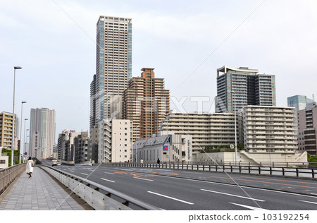 Looking towards Tsukishima from the Sumida River Tsukuda Bridge Looking towards Tsukishima from the Sumida River Tsukuda Bridge 103192254