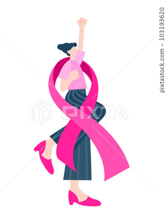 Pink ribbon with a fighting woman.  103193620