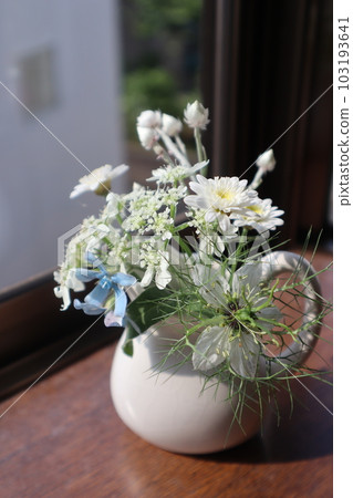 Arrange the white flowers of the garden on the bay window Arrange the white flowers of the garden on the bay window 103193641