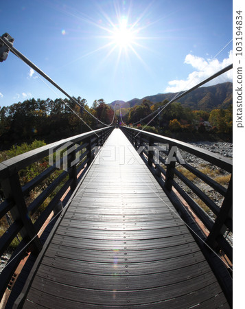 Image of a suspension bridge on a sunny day 103194834