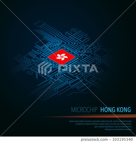 Electric circuit perspective Hong Kong blue microchip Electric circuit perspective Hong Kong blue microchip 103195340
