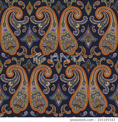 Paisley Ethnic Floral Hand Drawn Seamless Pattern 103195583