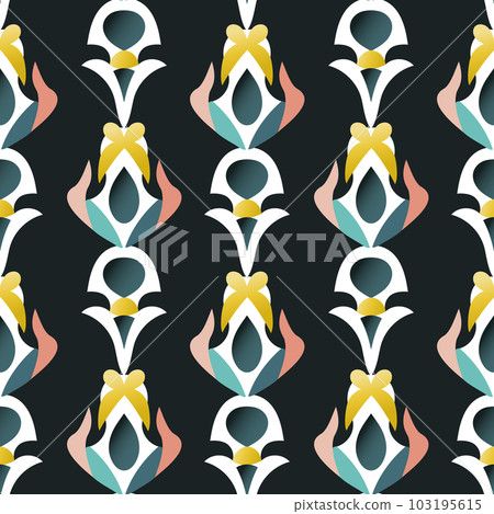 Retro geometric abstract seamless pattern in style 50-70s Retro geometric abstract seamless pattern in style 50-70s 103195615