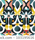Retro geometric abstract seamless pattern in style 50-70s 103195616